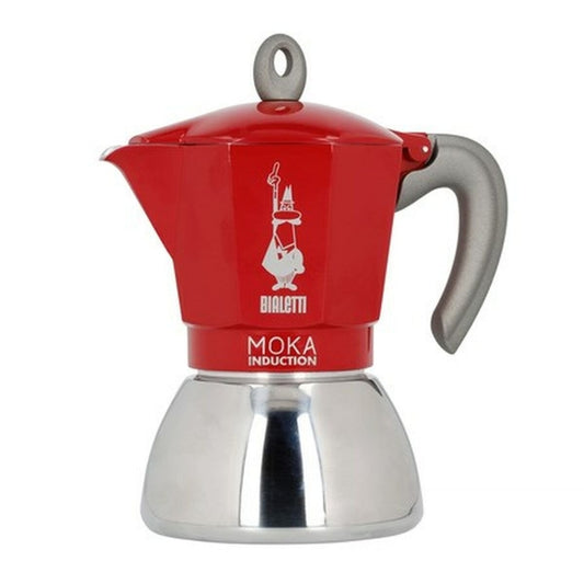 Italian Coffee pot Bialetti Moka Induction Black Red Metal Stainless steel Aluminum 300 ml 6 Cups