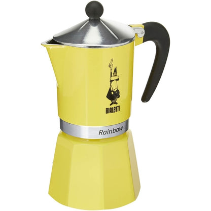 Italian Coffee Pot Bialetti Rainbow Yellow Metal Aluminum 300 ml 6 Cups