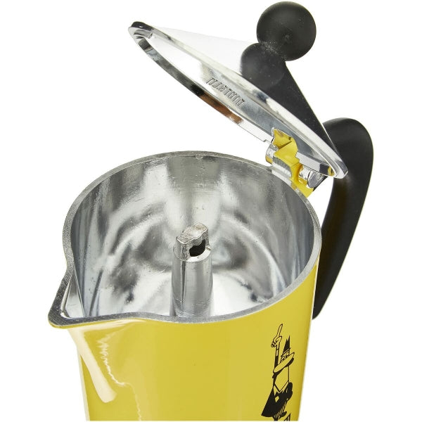 Italian Coffee Pot Bialetti Rainbow Yellow Metal Aluminum 300 ml 6 Cups