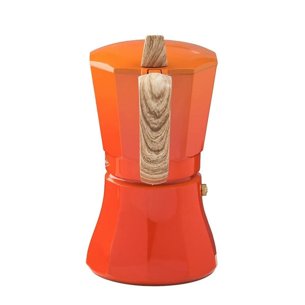 Italian Coffee Pot Oroley Petra 9 Cups Orange Aluminum